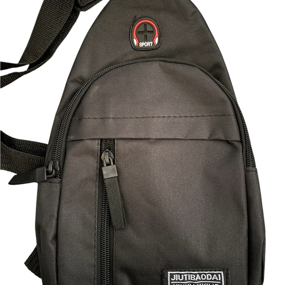 Jiutibaodai Shoulder Bag Men’s Black Cross Chest 2 Pockets Adjustable Strap(045) - Picture 2 of 4